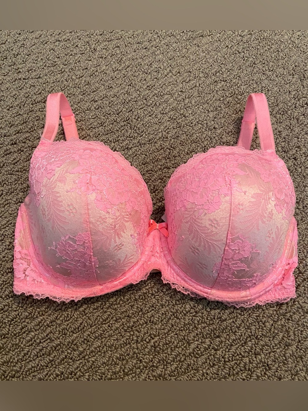 Victoria's Secret Size 34DD Dream Angels Lined Demi Push Up Bra Pink Lace EUC